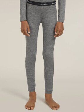 Icebreaker Kids’ Merino Wool 200 Oasis Thermal Leggings Gritstone Heather Gray